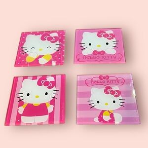 Sanrio Hello Kitty Glass Coaster Set Of  4